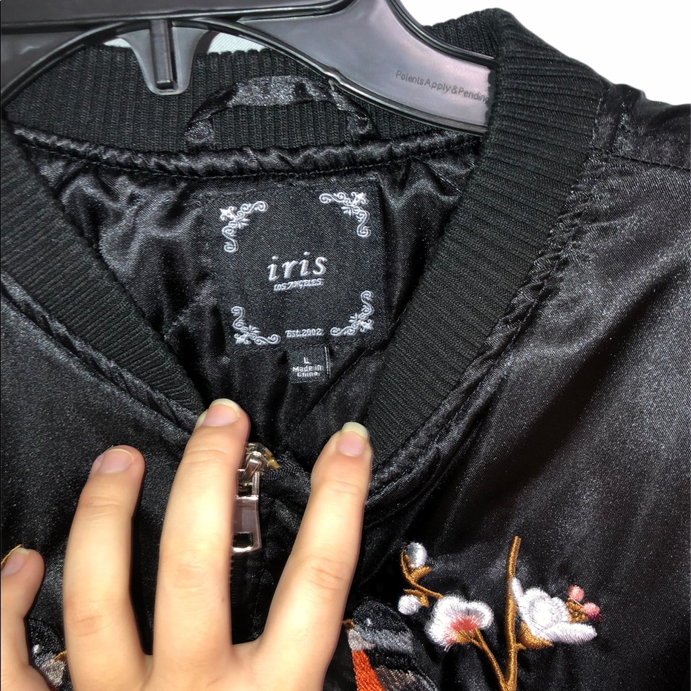 Embroidered bomber jacket w pockets - Picture 2 of 4